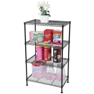 Four Layer Metal Household Shelf, Adjustable, 50X30X80cm, Black