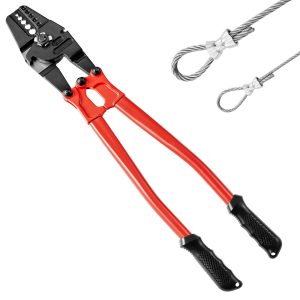 24″ Hand Swager Cable Wire Rope Cutter Swage 1/16″ 3/32″ 1/8″ 5/32″ 3/16″ Aluminum Sleeves Copper