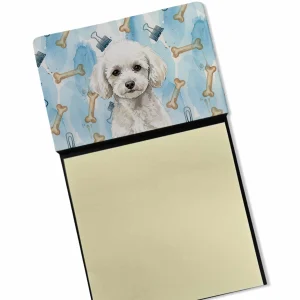 Toy White Poodle Coworker Watercolor Sticky Note Holder Refillable Dispenser Desk Accessory 3×3 Pad Gift