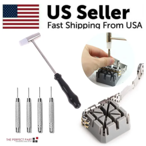 Watch Repair Band Link Remover Tool Kit – Hammer Punch Pins Watch Strap Holder