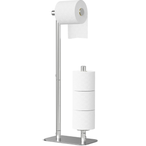 Kitsure Toilet Paper Holder Stand, Bathroom Storage, Medium, Silver