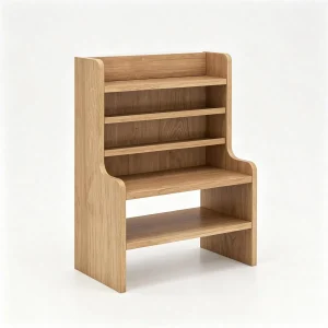 Natural 6-Tier Desktop Storage Organizer, Adjustable Removable Shelves Wooden Desk Rack with Anti-Fall Baffles for Craft Supplies Stationery