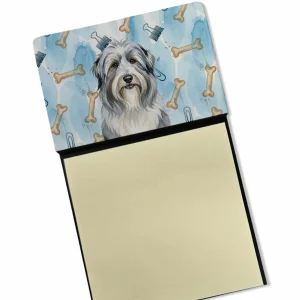 Bearded Collie Coworker Watercolor Sticky Note Holder Refillable Dispenser Desk Accessory 3x3 Pad Gift