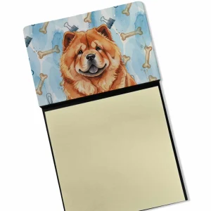 Red Chow Chow Coworker Watercolor Sticky Note Holder Refillable Dispenser Desk Accessory 3×3 Pad Gift
