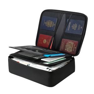 Fireproof Document Box, 1832 ℉ Heat Insulated Fireproof & Waterproof Box With Lock, Portable Multi-Layer Home Office Travel File Storage Organizer, For Passports, Important Documents, Files
