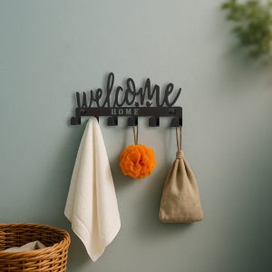Elegant WELCOME Key Holder W 8 Hooks – Wall-Mounted Organizer For Entryway